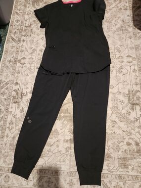 Med Couture Black Track Jogger Pants with Elastic Ankles